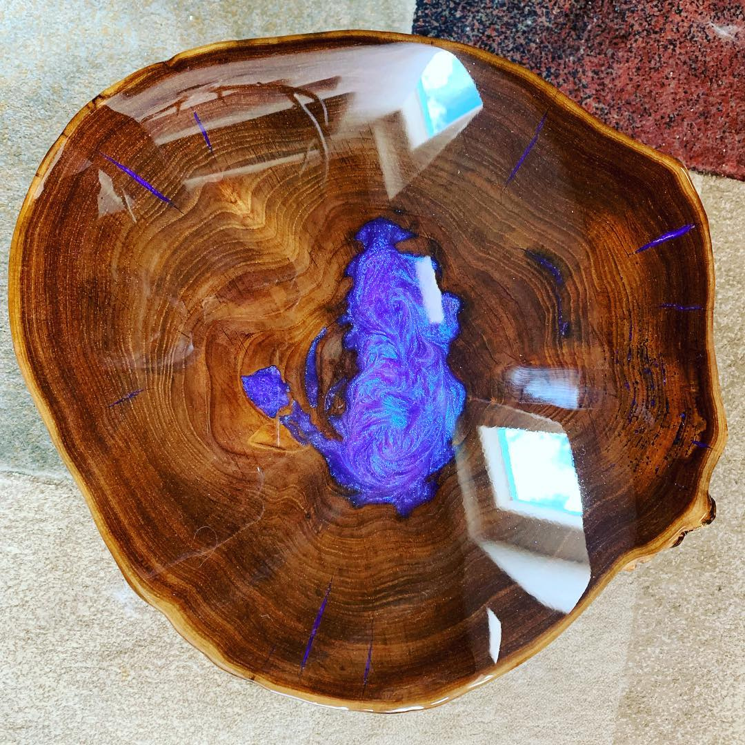 Amethyst Glow Live Edge Side Table