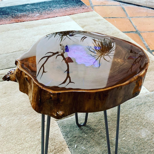 Amethyst Glow Live Edge Side Table