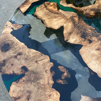 Walnut Wood Clear and Green Epoxy Coffee Table thumbnail