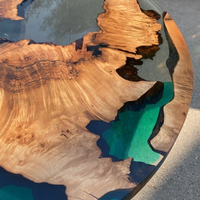 Walnut Wood Clear and Green Epoxy Coffee Table thumbnail