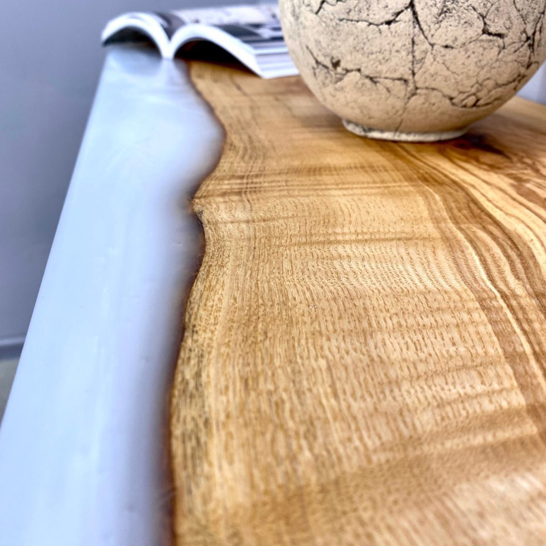 Pearl White Epoxy Console table
