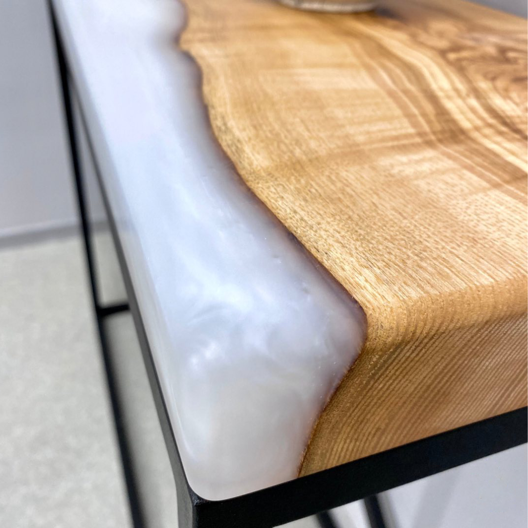 Pearl White Epoxy Console table