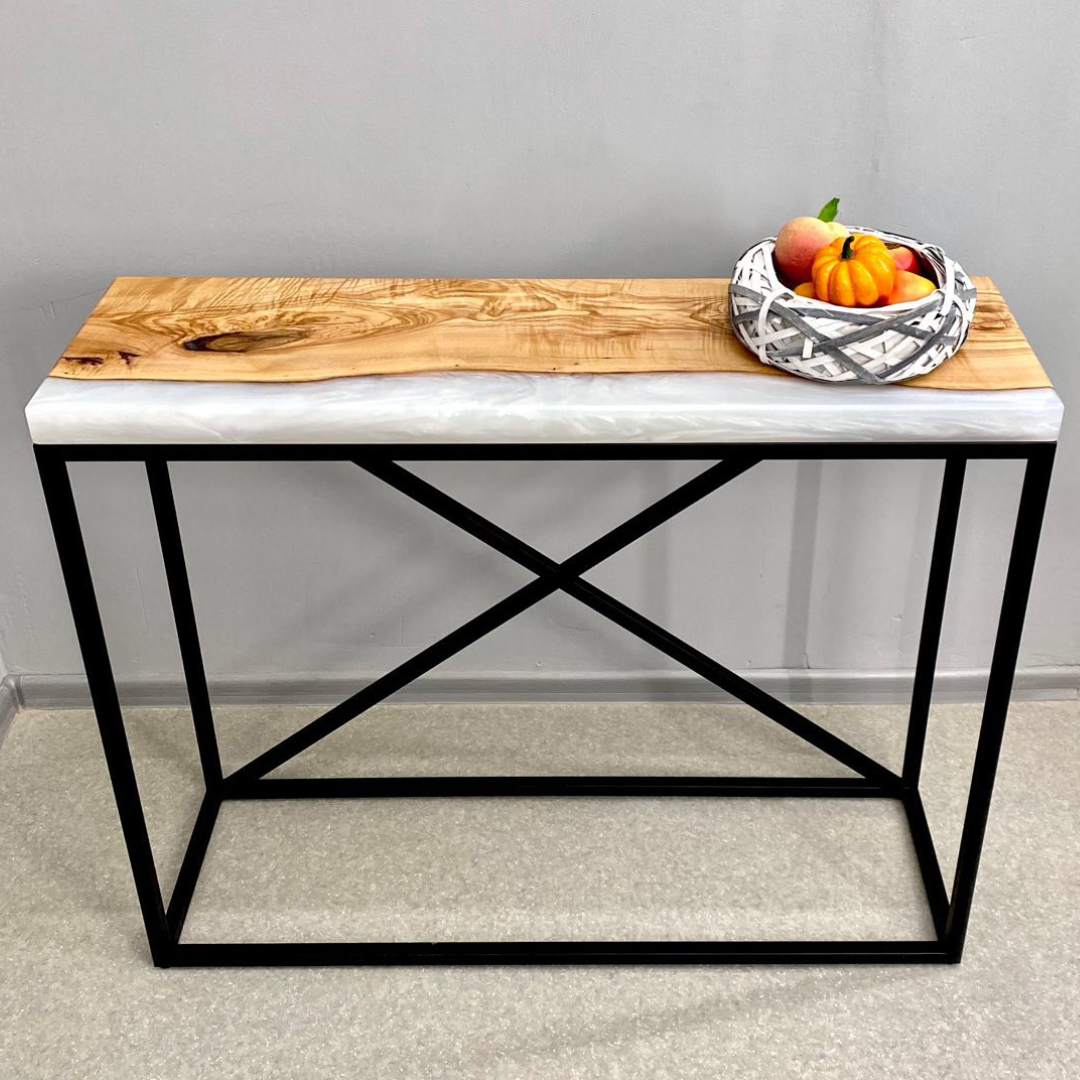 Pearl White Epoxy Console table