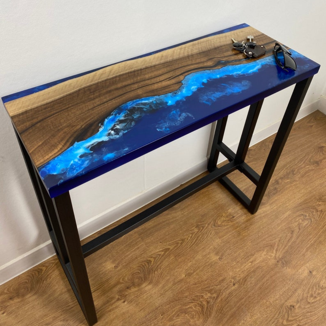 Ocean Waves Epoxy Console table