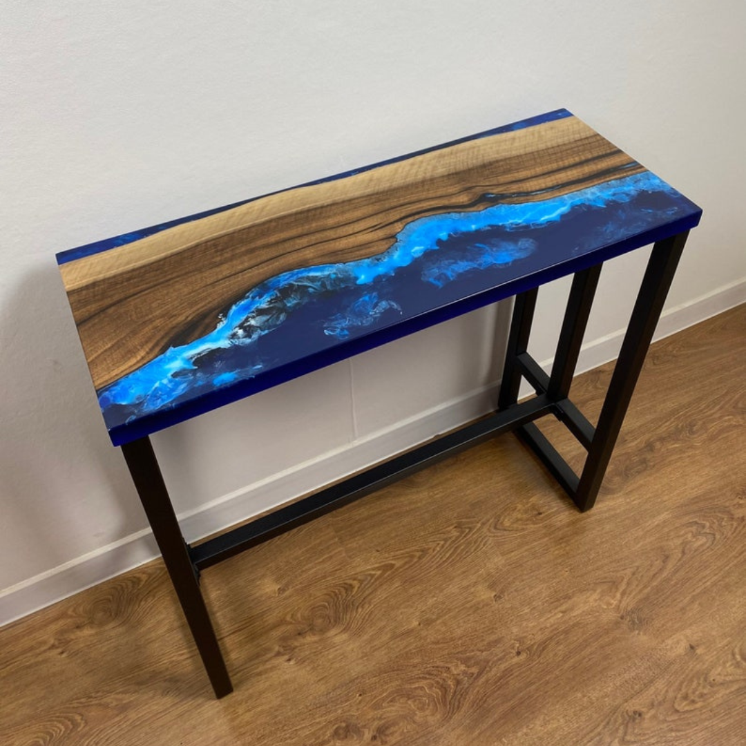 Ocean Waves Epoxy Console table