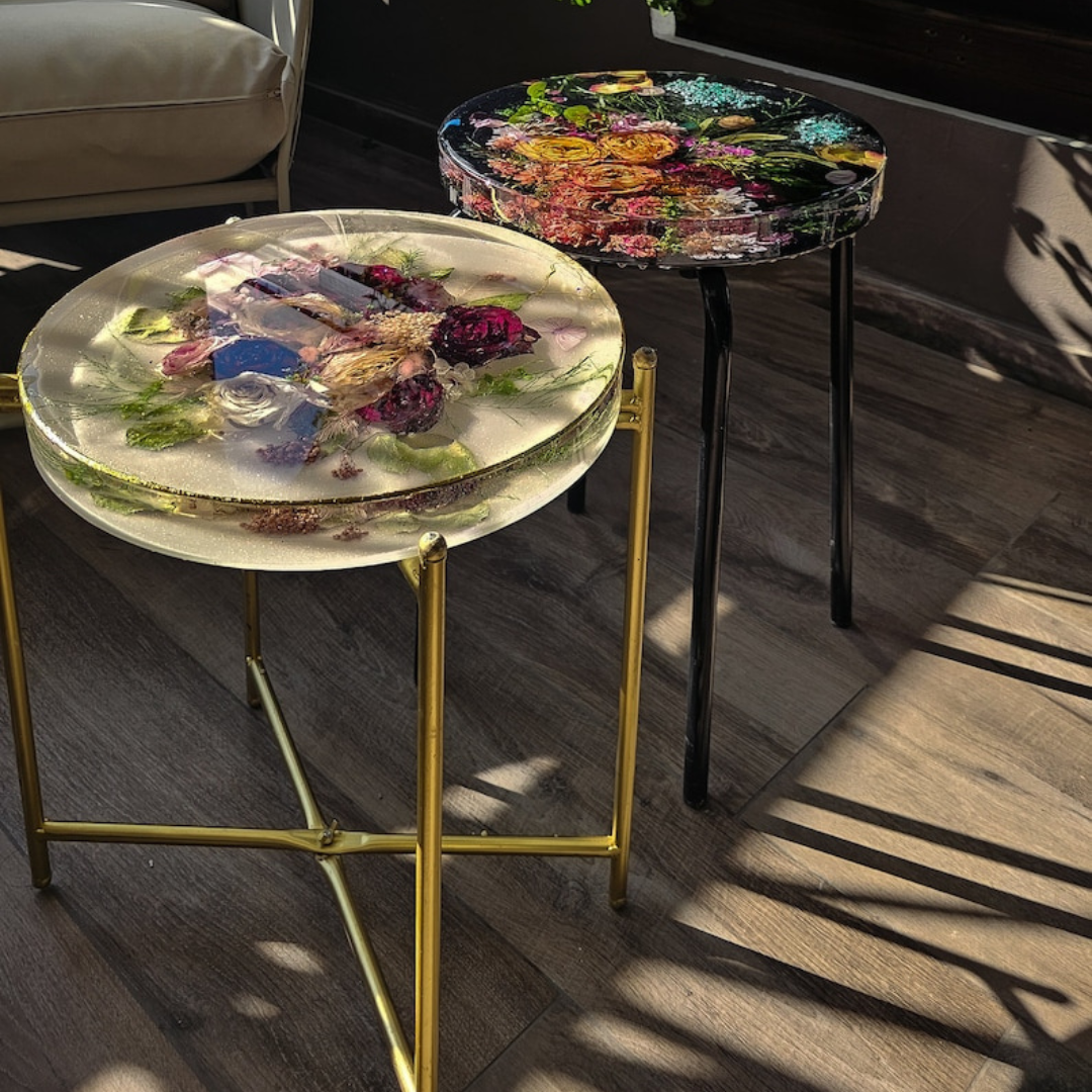 Flower Resin Coffee Side Table