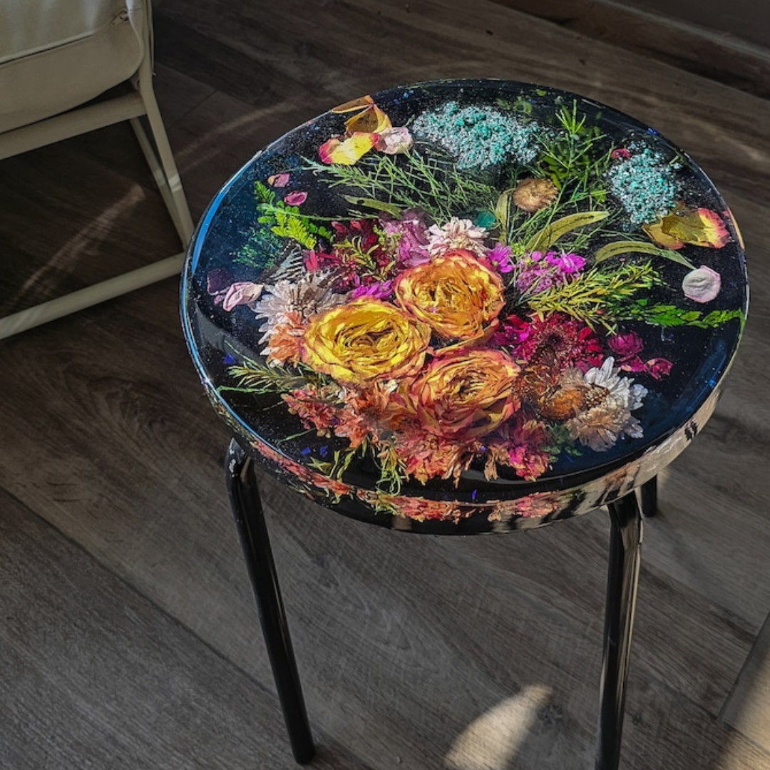 Flower Resin Coffee Side Table