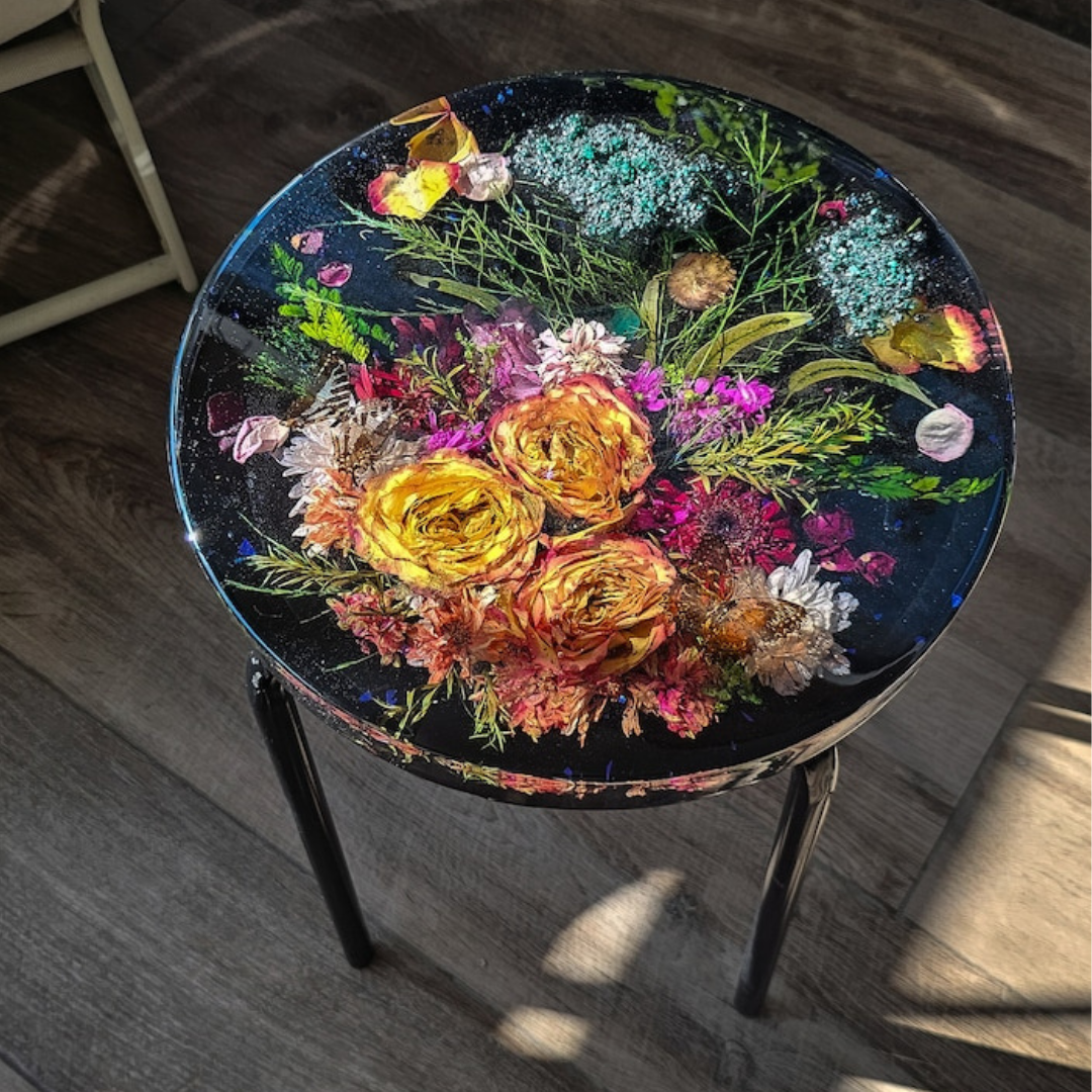 Flower Resin Coffee Side Table