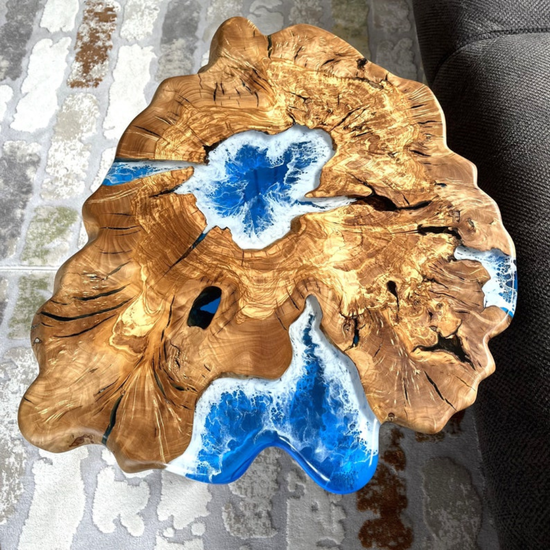 Live Edge Marine Epoxy Side Table