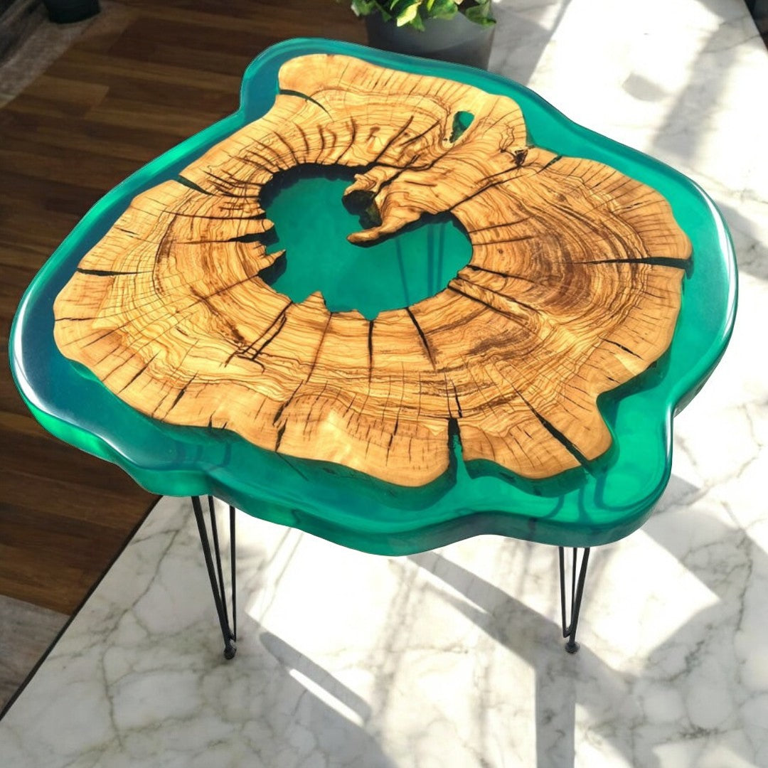 Lake green epoxy Side table