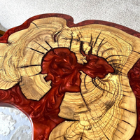 Red Epoxy Olive Wood Side Table thumbnail