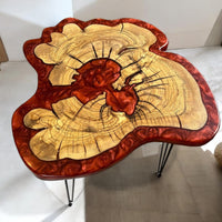 Red Epoxy Olive Wood Side Table thumbnail