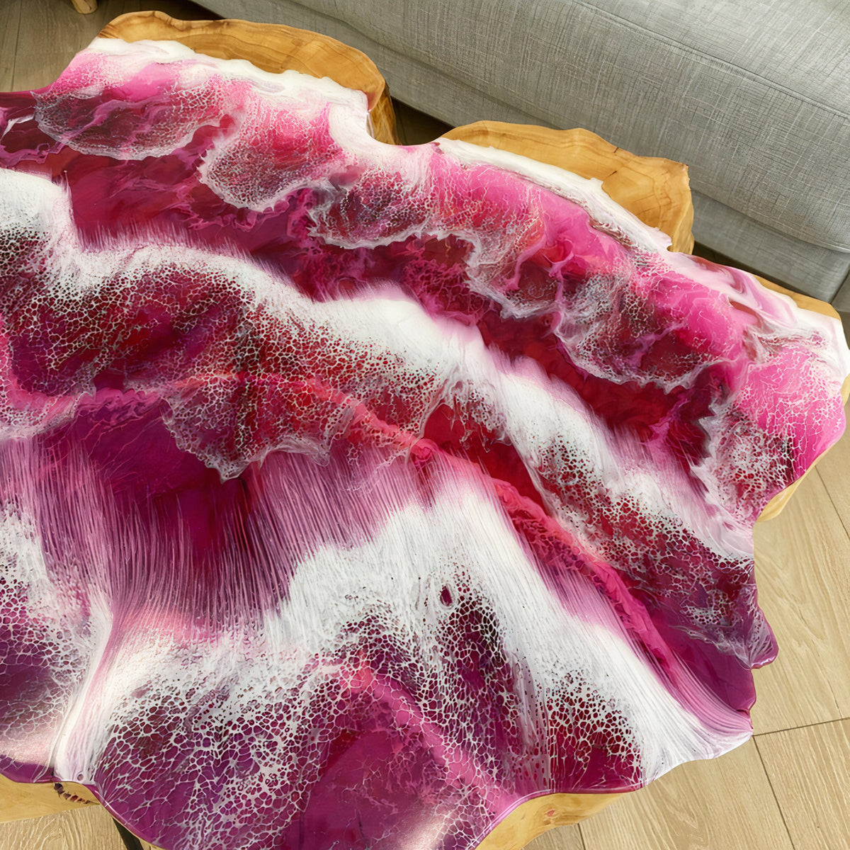 Pink Epoxy Wave Side Table