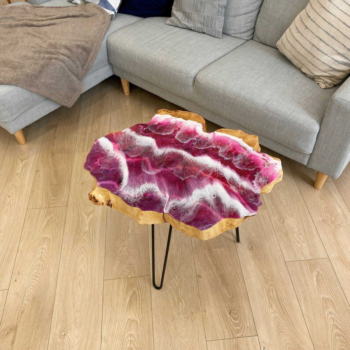 Pink Epoxy Wave Side Table