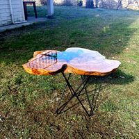 Emerald Green Epoxy Resin Olive Wood Table thumbnail