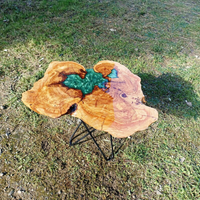 Emerald Green Epoxy Resin Olive Wood Table thumbnail