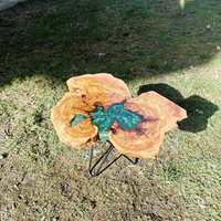 Emerald Green Epoxy Resin Olive Wood Table thumbnail