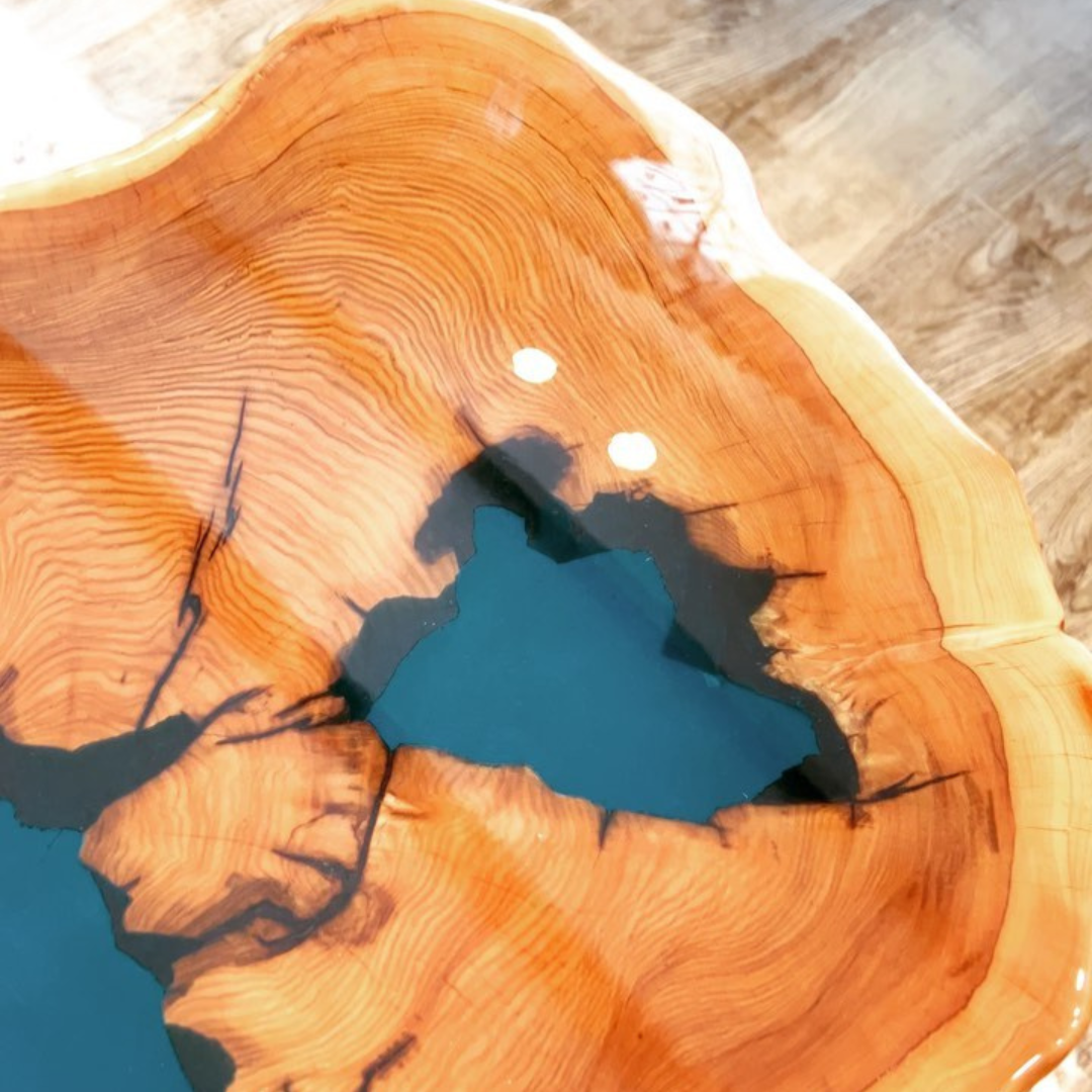 Live Edge Wood and Epoxy Coffee Table