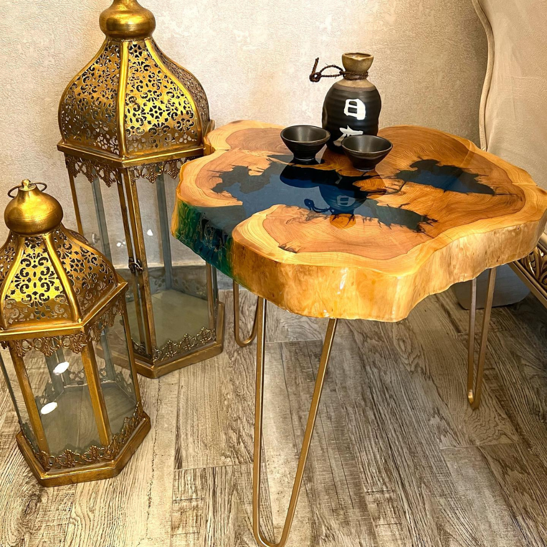 Live Edge Wood and Epoxy Coffee Table