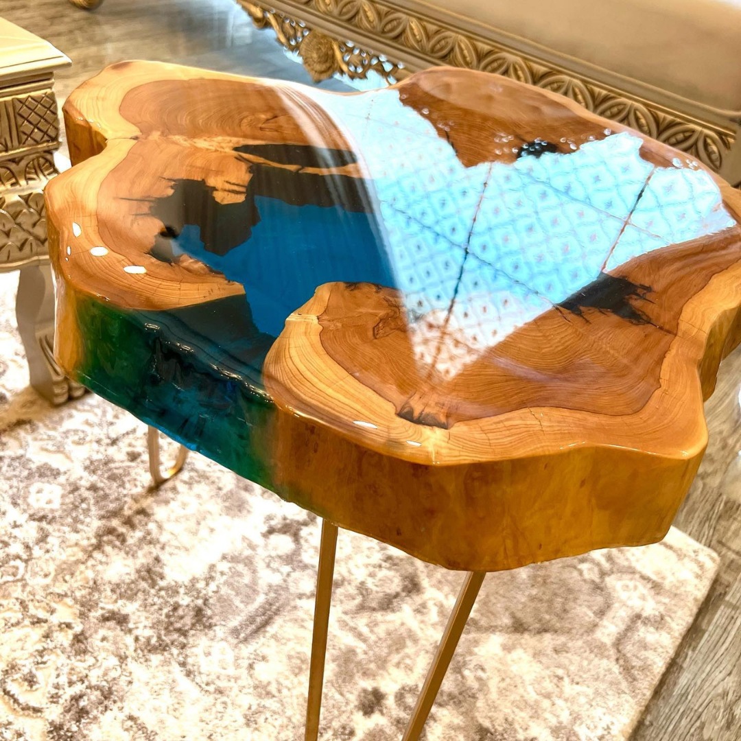 Live Edge Wood and Epoxy Coffee Table