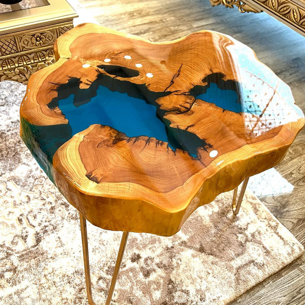 Live Edge Wood and Epoxy Coffee Table