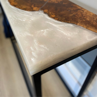 White And Grey Epoxy Console Table thumbnail