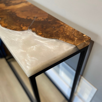 White And Grey Epoxy Console Table thumbnail