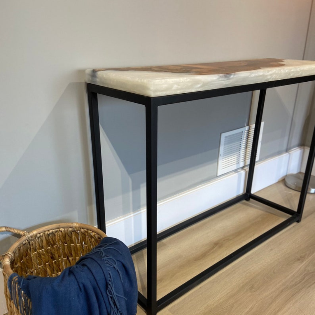 White And Grey Epoxy Console Table