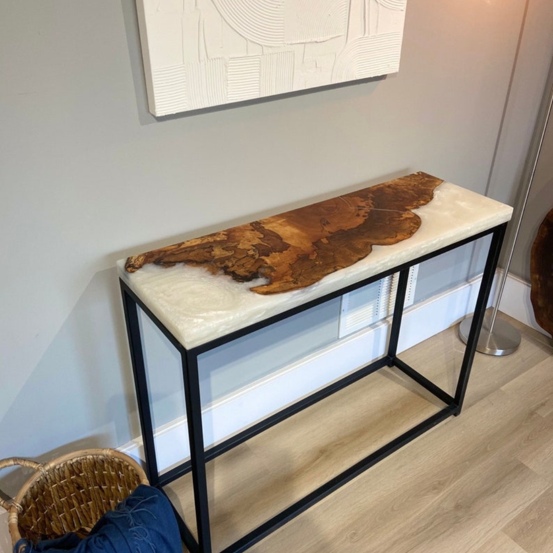 White And Grey Epoxy Console Table