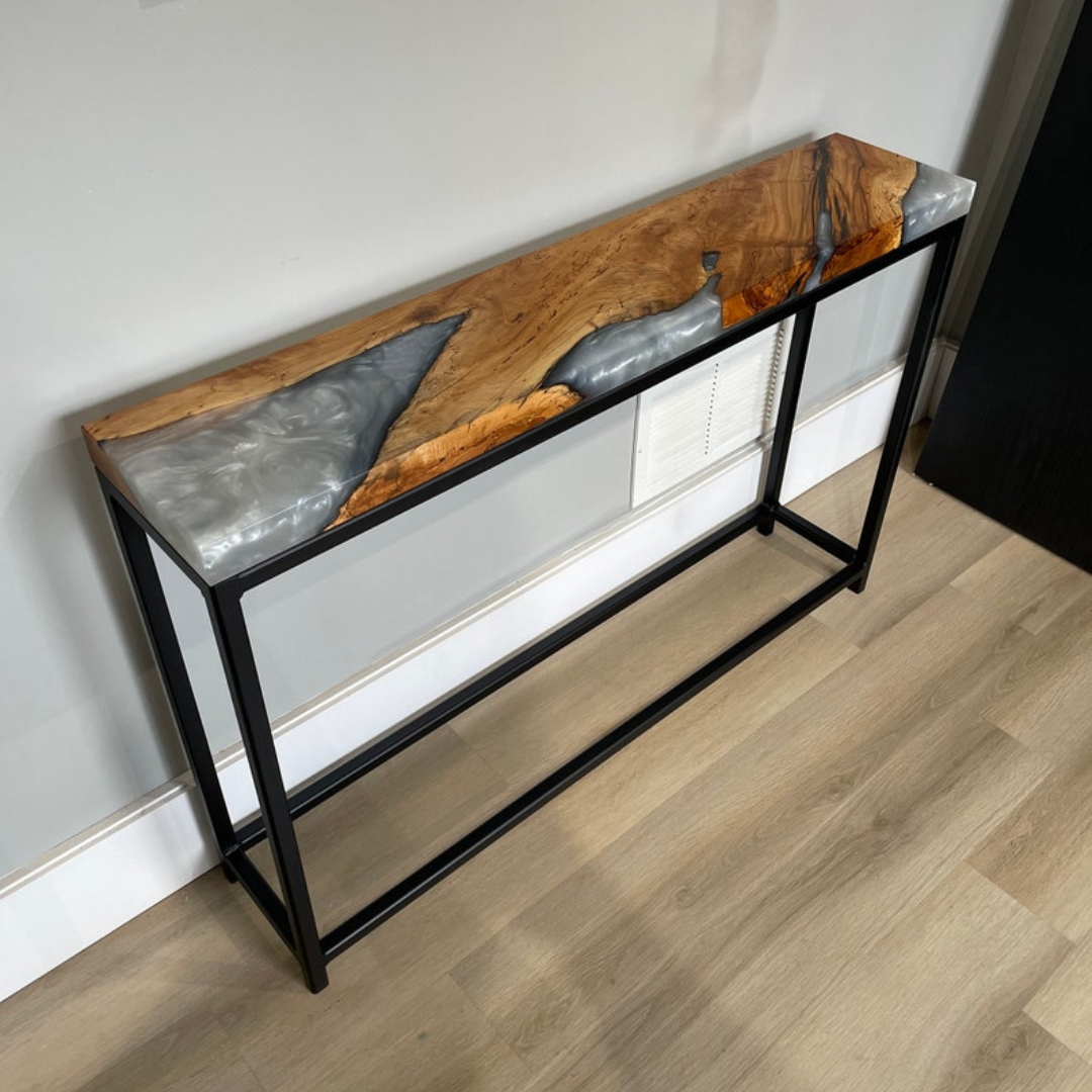 White And Grey Epoxy Console Table