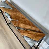 White And Grey Epoxy Console Table thumbnail