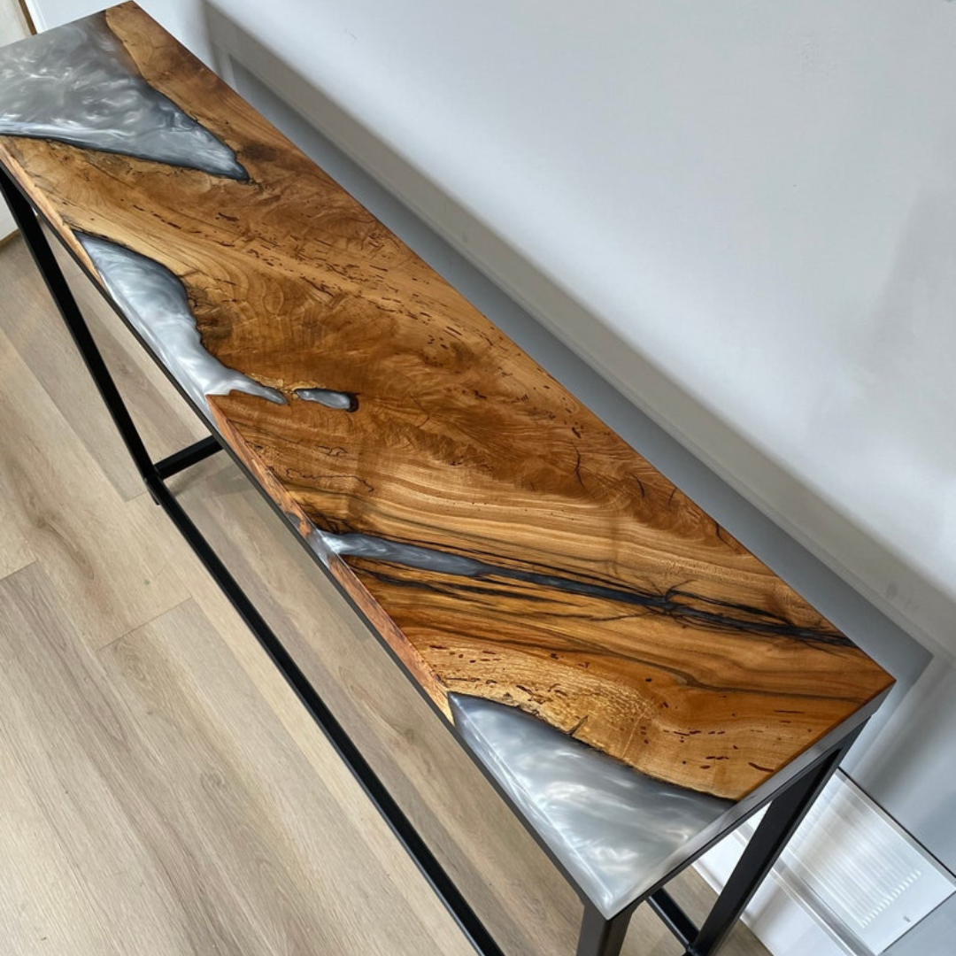 White And Grey Epoxy Console Table