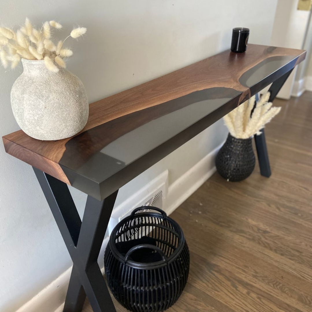 Live edge Epoxy resin console table