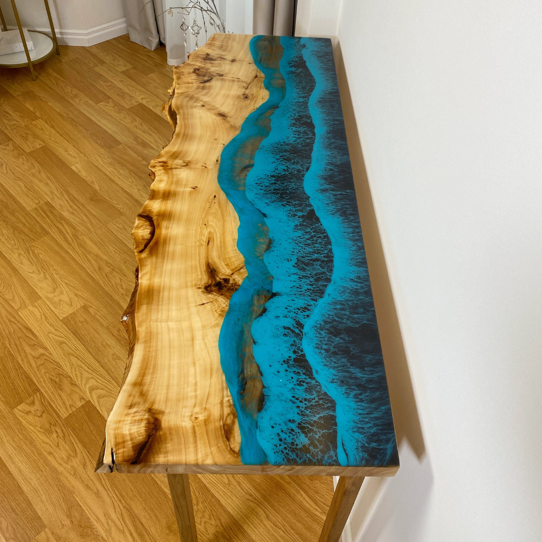 Nature-Inspired Epoxy Resin River Console Table