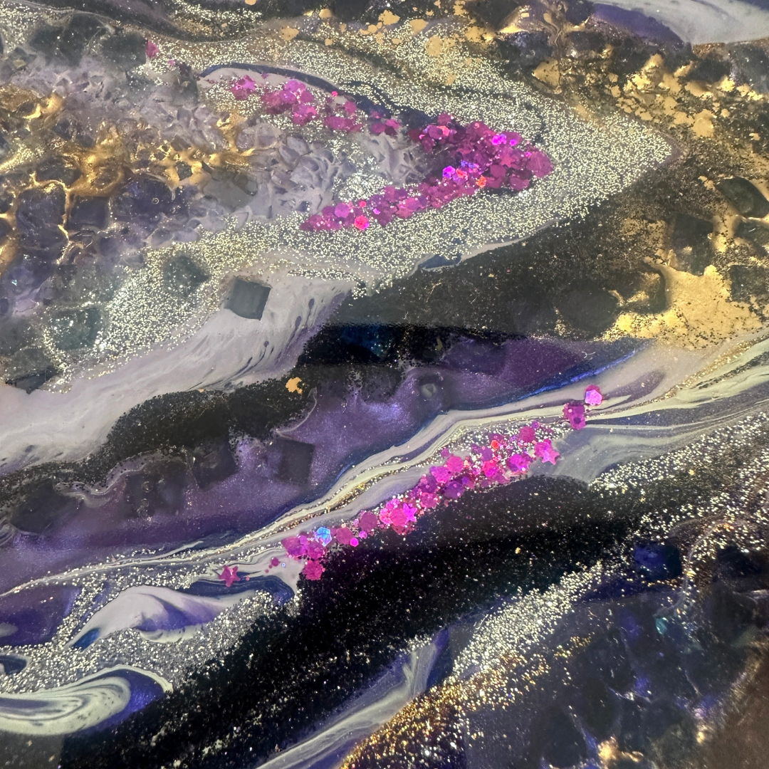 Geode Epoxy River Console Table