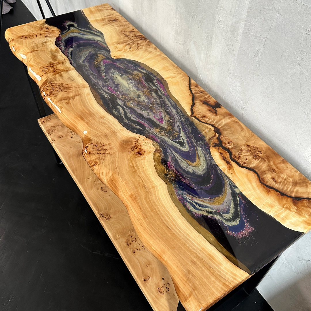 Geode Epoxy River Console Table