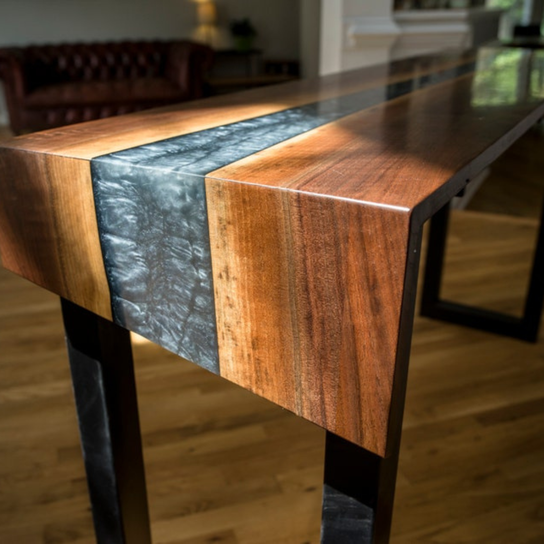 Highly Figured Walnut River Console Table