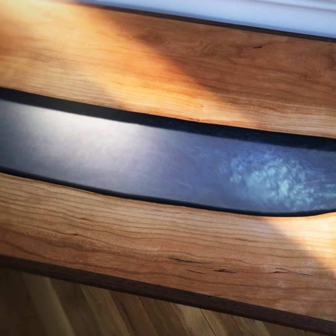 Cherry River Console Table With Blue Resin/Epoxy