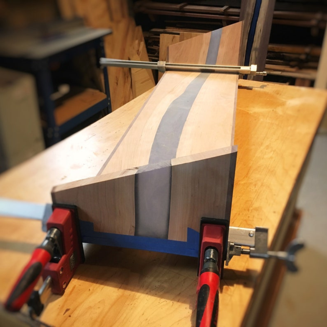 Cherry River Console Table With Blue Resin/Epoxy