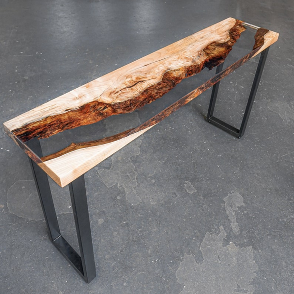 Transparent Resin River Console Table
