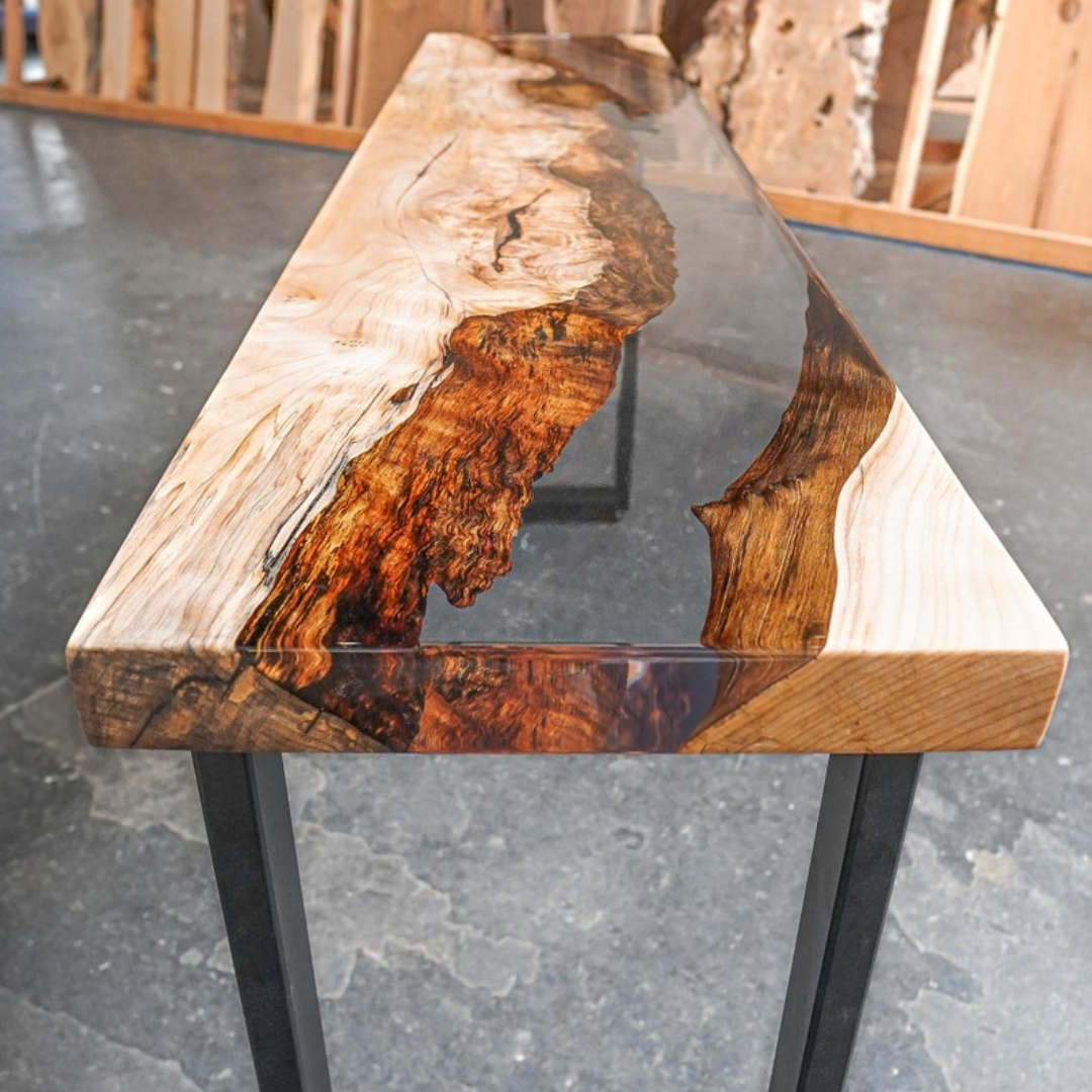 Transparent Resin River Console Table