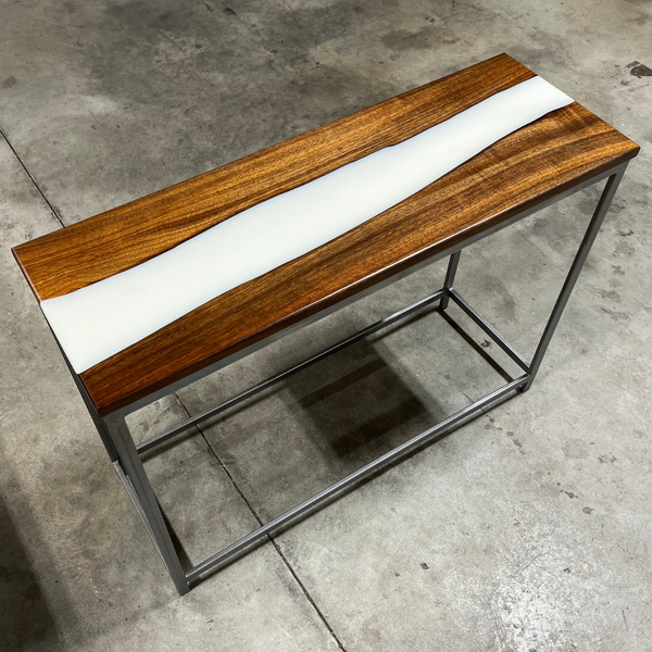 Black Walnut Console Table with white Epoxy