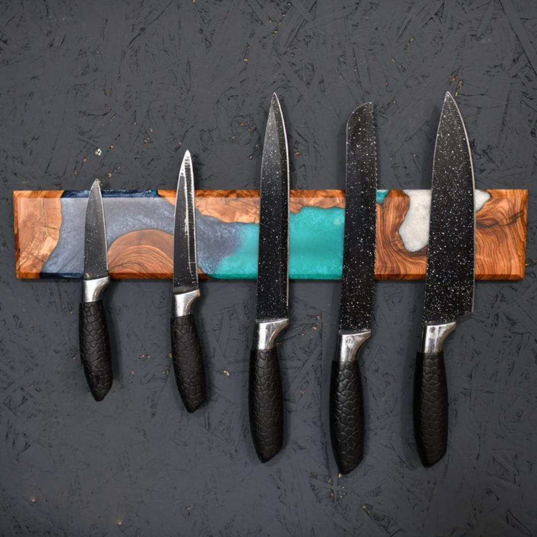 Resin and Olive Wooden Knife Holder,