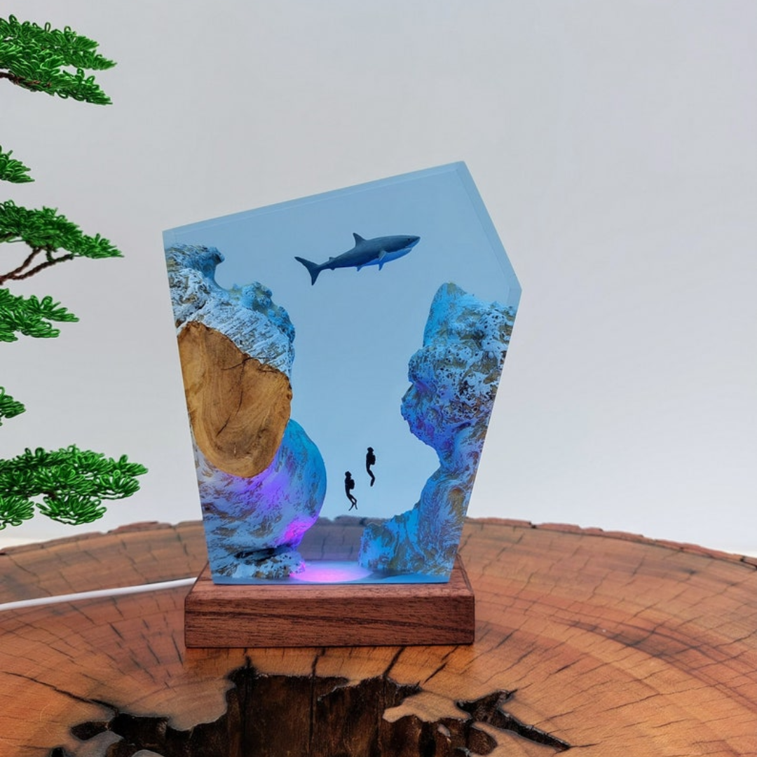 Large Whale Shark Resin Lamp