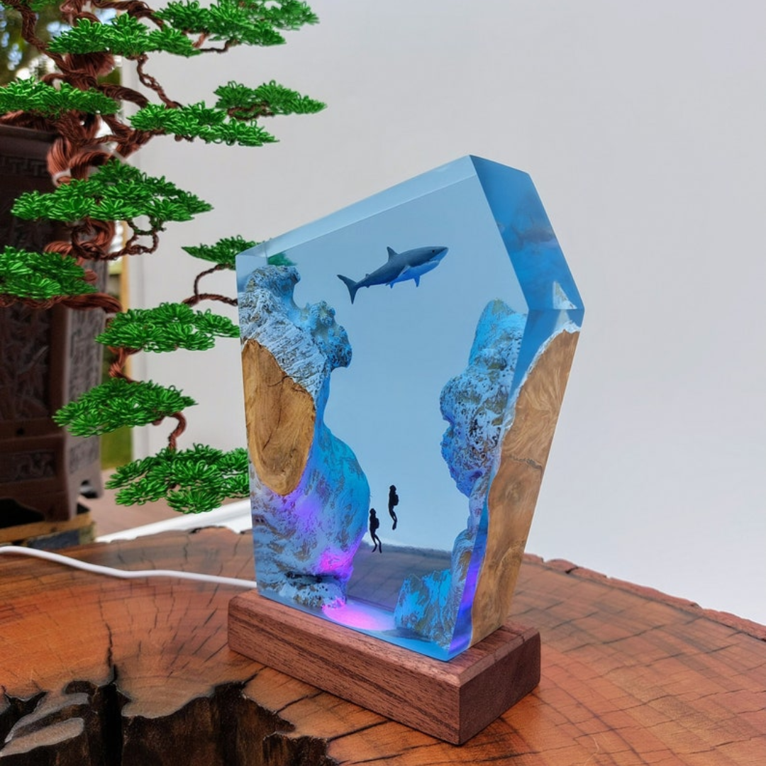 Large Whale Shark Resin Lamp