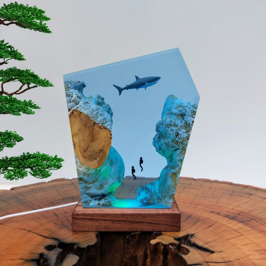 Large Whale Shark Resin Lamp