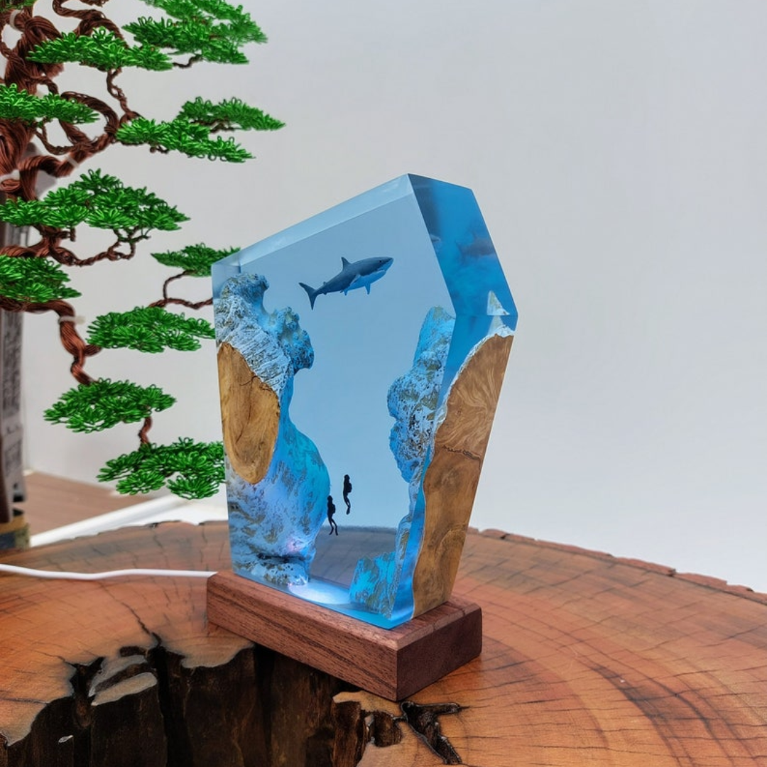 Large Whale Shark Resin Lamp
