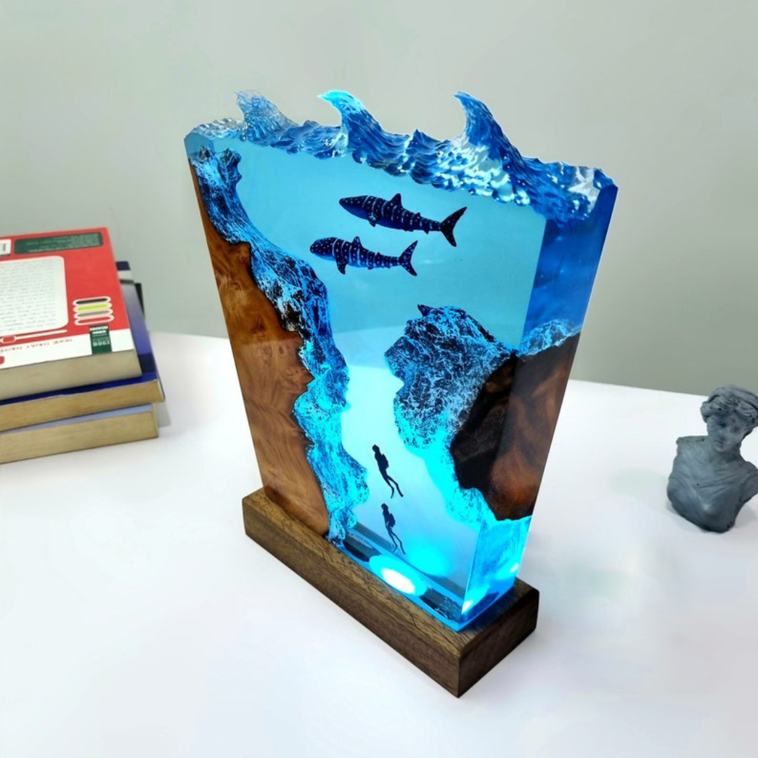 Epoxy Whale Shark Resin Lamp