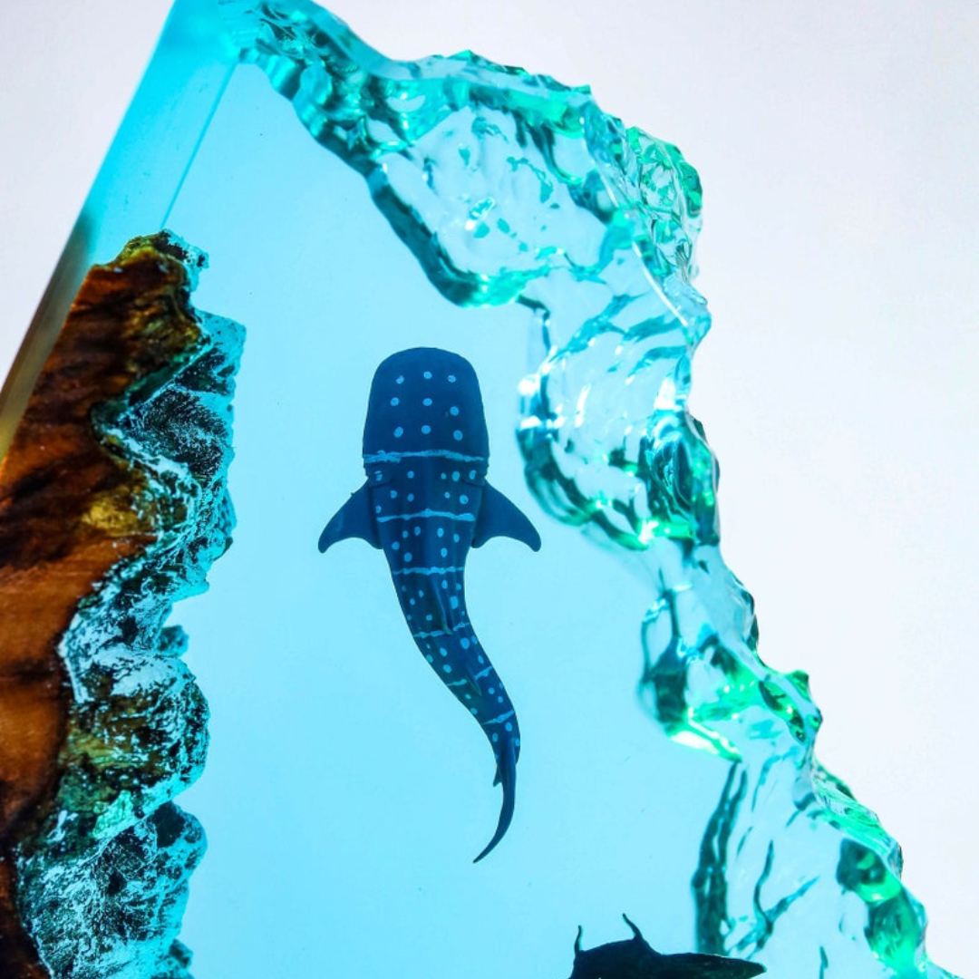 Whale Shark And Manta Ray Epoxy Night Light
