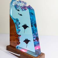 Manta Ray And Divers Resin Art Lamp thumbnail